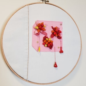 Burdines 3 Embroidered and Beaded Hoop Wall Art