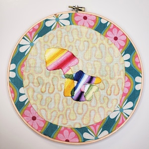 Free Spirit Shroomy Embroidered Hoop Wall Art