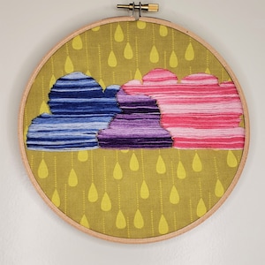 Varied Violet Cloudy 1 Embroidered Hoop Wall Art