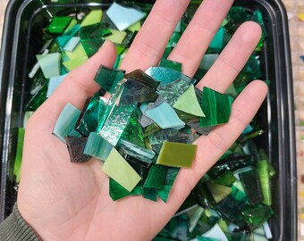 Green Glass Scraps- FREE SHIPIPNG- choose your weight for mosaics, GOG glass on glass, odds and ends, other craft projects