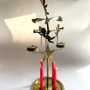Vintage 1950s Swedish Angel Chimes: Brass Christmas Ornament, Original Box