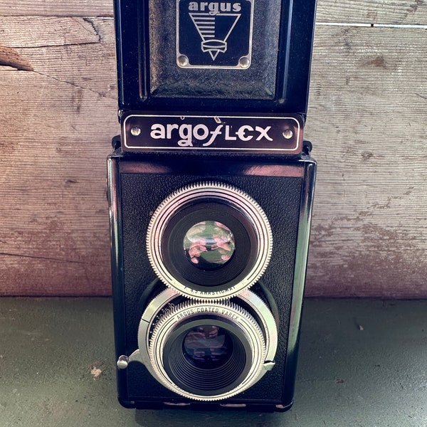 Vintage 1940s ARGUS Argoflex Cámara de película E Twin Lens Reflex TLR con lentes de 75 mm f4.5 Dispara 620 Fotografía de película Decoración retro coleccionable