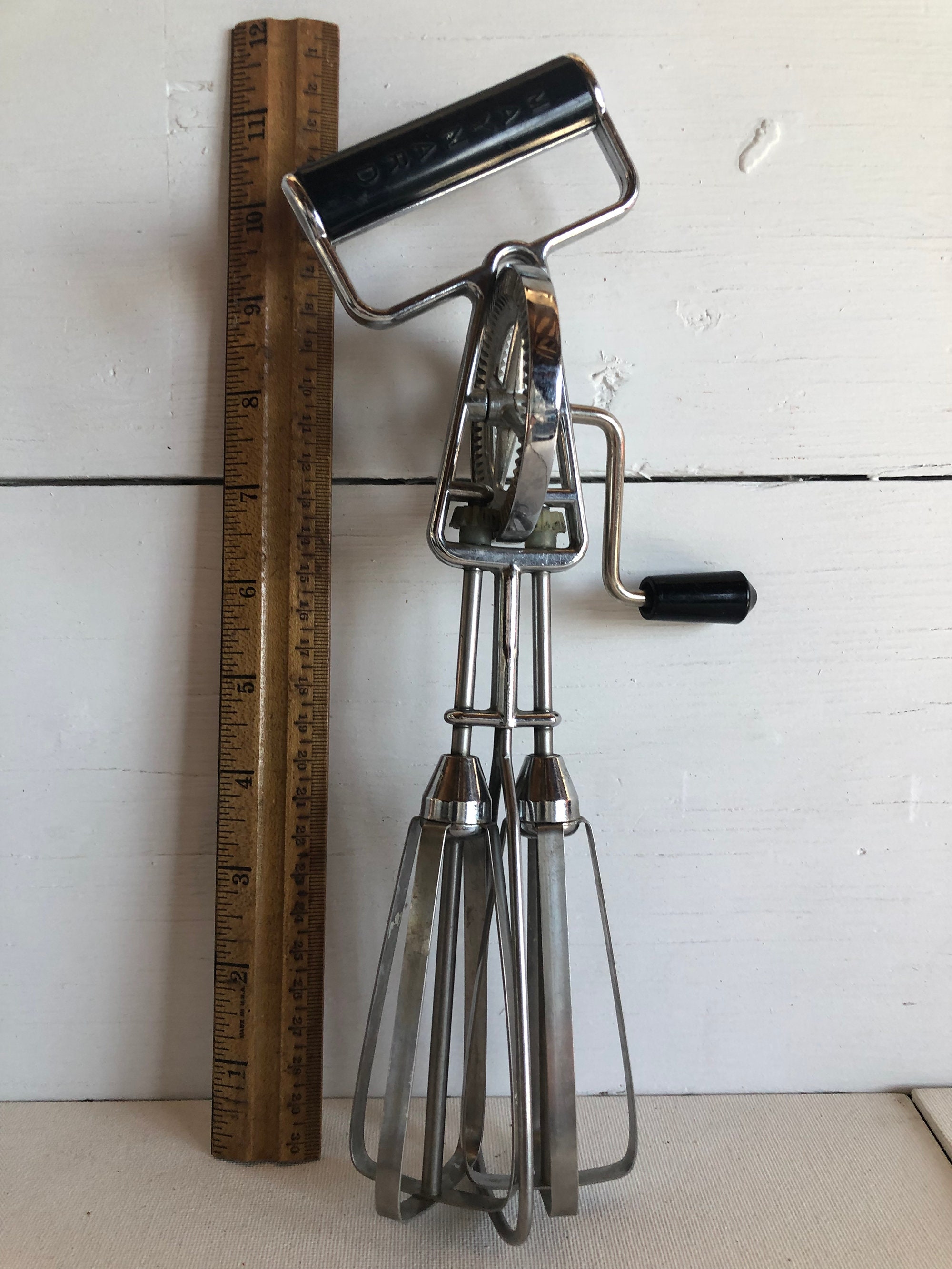 Vintage Maynard Hand Kitchen Mixer Stainless Steel Black 1950s Retro Mid Century Modern