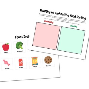 Healthy vs. Unhealthy Food Sorting Activity - Sample Foods Included! *INSTANT DIGITAL DOWNLOAD*