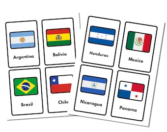 South America Countries Flag Flashcard Set *INSTANT DIGITAL DOWNLOAD*