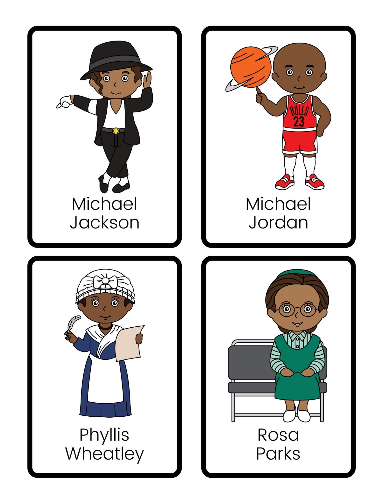 Black History 26 Important Figures Printable Flashcards with | Etsy