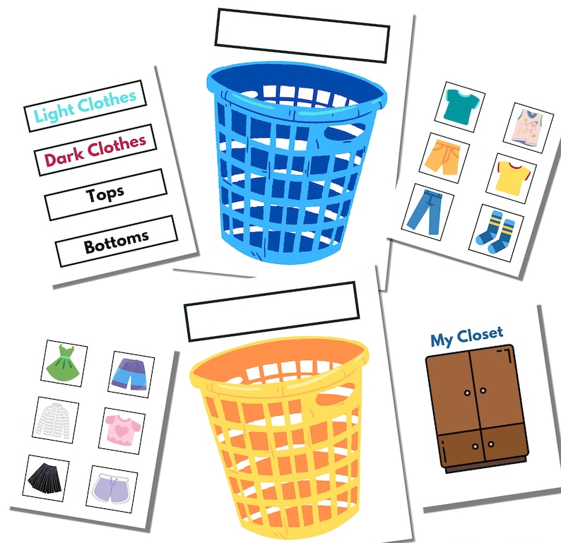 Sorting Laundry Lights Vs. Darks or Tops Vs. Bottoms INSTANT DIGITAL