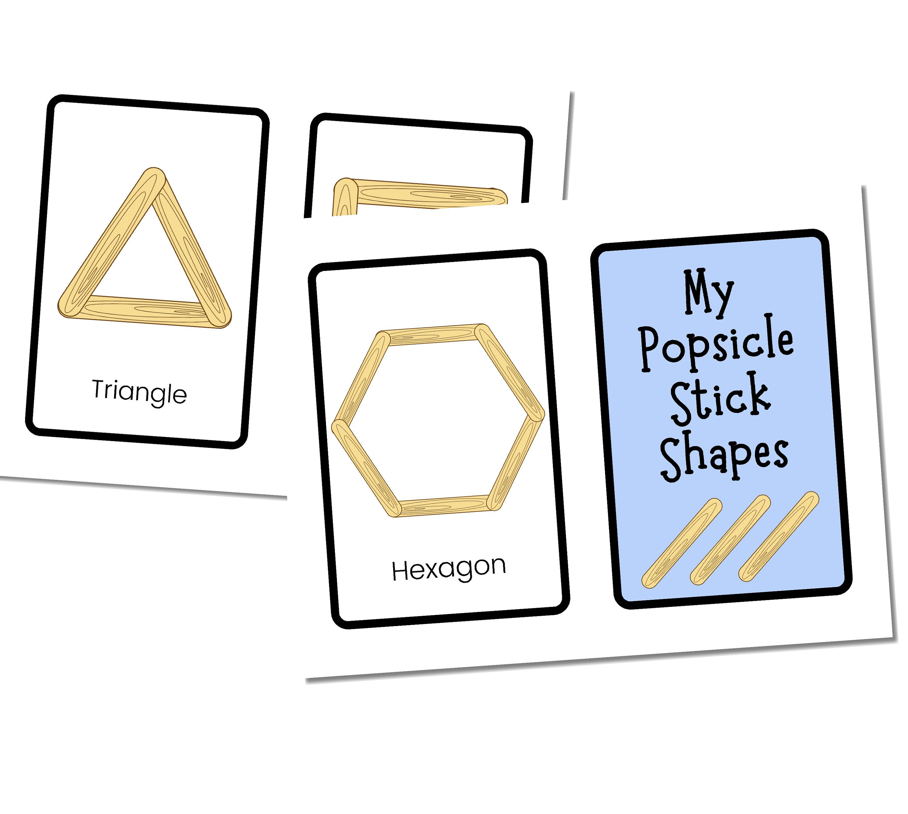 My Popsicle Stick Shapes Activity Includes Triangle Square Etsy España