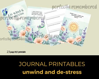 Diario de autocuidado: Pensamientos positivos con flores primaverales (Diario imprimible)