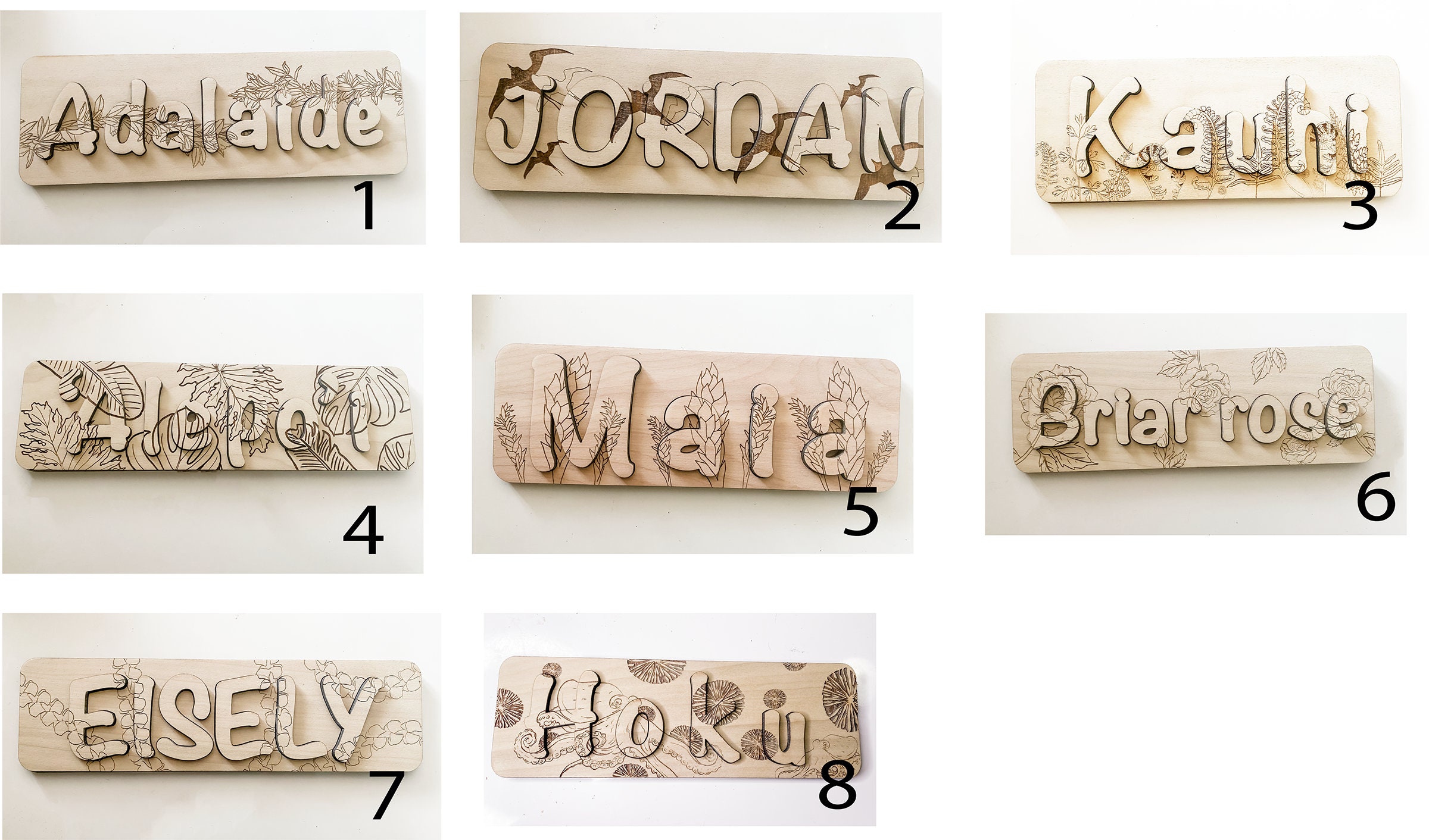 Personalized Wooden Name puzzles laser engraved designs Etsy