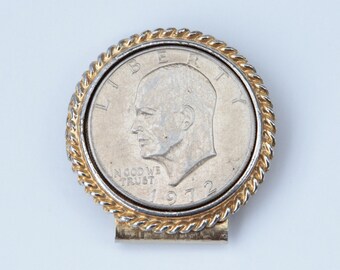 Coin Money Clip Etsy - vintage 1972 eisenhower dollar coin money clip
