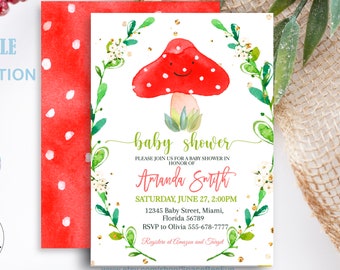 EDITABLE Mushroom Baby Shower invitations, Mushroom Virtual Baby Shower, Social Distance Theme Idea Mushroom Instant Download Digital MM