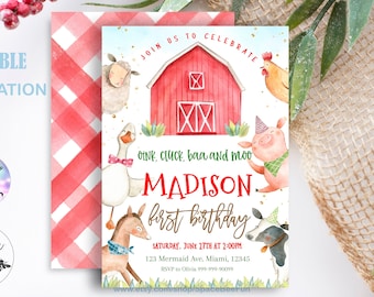 Editable Farm Birthday Invitation, Boy Barn Party, Farm Animals Barnyard Boy Invitations  Invite Printable Template Instant Download