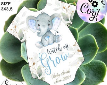 EDITABLE Succulent Tags Baby Shower  Watch Me Grow   sticks Favor Tags Elephant animals Sweetheart Favors, Drive By Baby Shower download