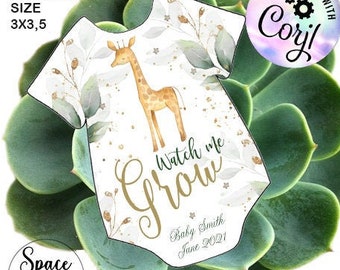 EDITABLE Watch Me Grow Succulent Tags Baby Shower sticks Favor Tags Safari animals Sweetheart Favors, Drive By Baby Shower download