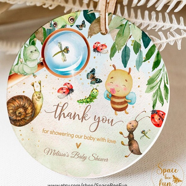 EDITABLE Insect Baby Shower favor tag, Beetle Bee Snail Baby Shower thank you tag, Insect Baby Sprinkle gift tag Template instant download