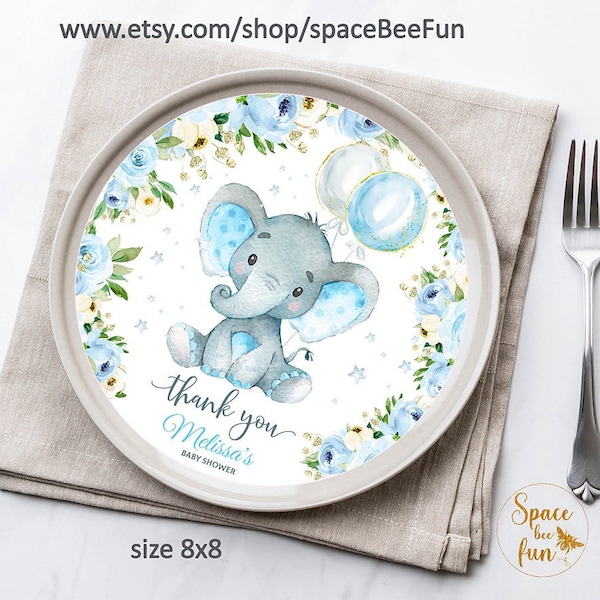 Safari Elephant Boy Baby shower Party Magical Day UnicornCharger Plate Insert Unicorn Party Thank you Decorations Editable Instant Downloa
