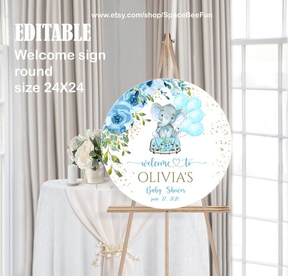 EDITABLE Drive by baby shower yard Sign Elephant Drive By Shower