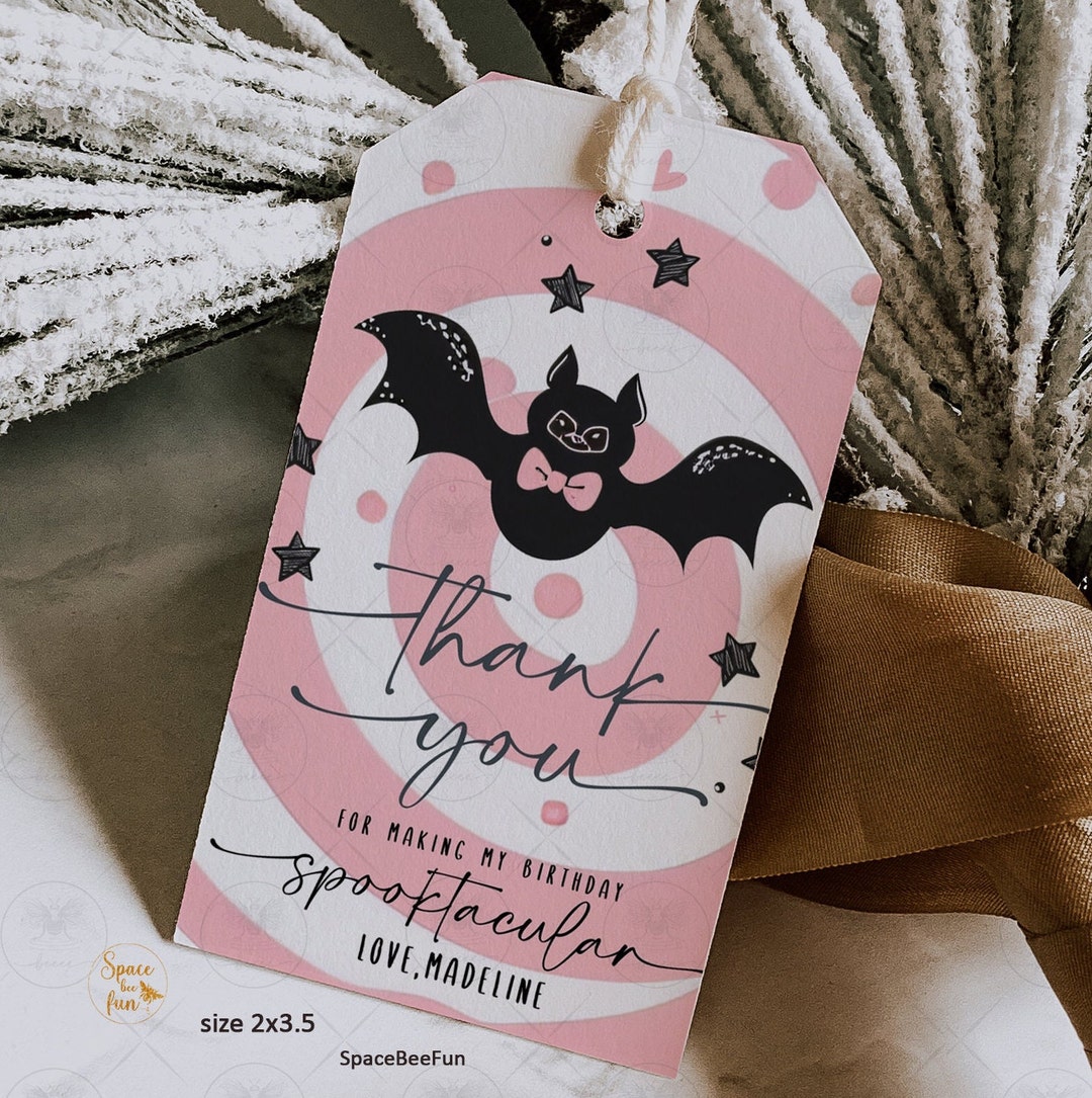 Halloween Birthday Thank You Favor Tags Costume Party Girl Pink ...