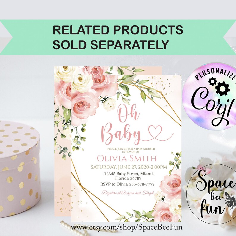 Zoom Baby Shower Background Background Flower Sprinkle Etsy