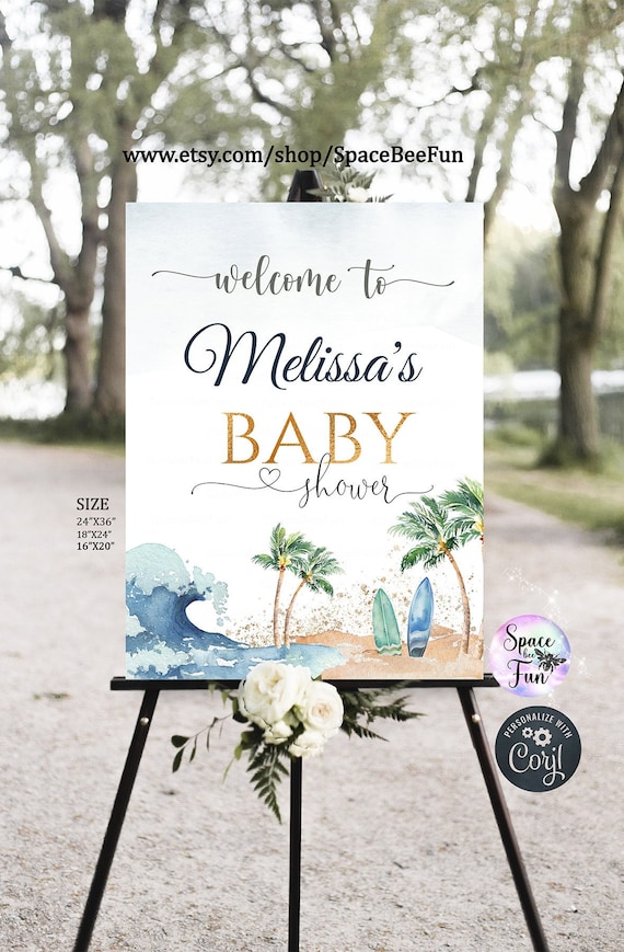 Baby on Board Welcome Sign Baby Shower Boy Under the Sea EDITABLE