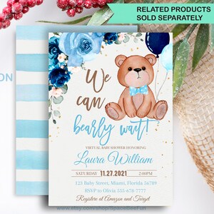 Editable Teddy Bear Baby Shower Boy Favors Gift tags Favor tag Bear Baby Shower Thank you tags Bear Balloons template printable download image 2