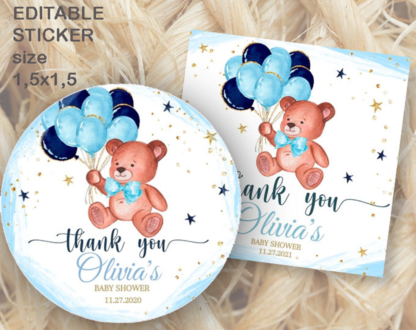 ZOOM Baby shower favorece a Invitation boy Teddy bear Virtual Etsy