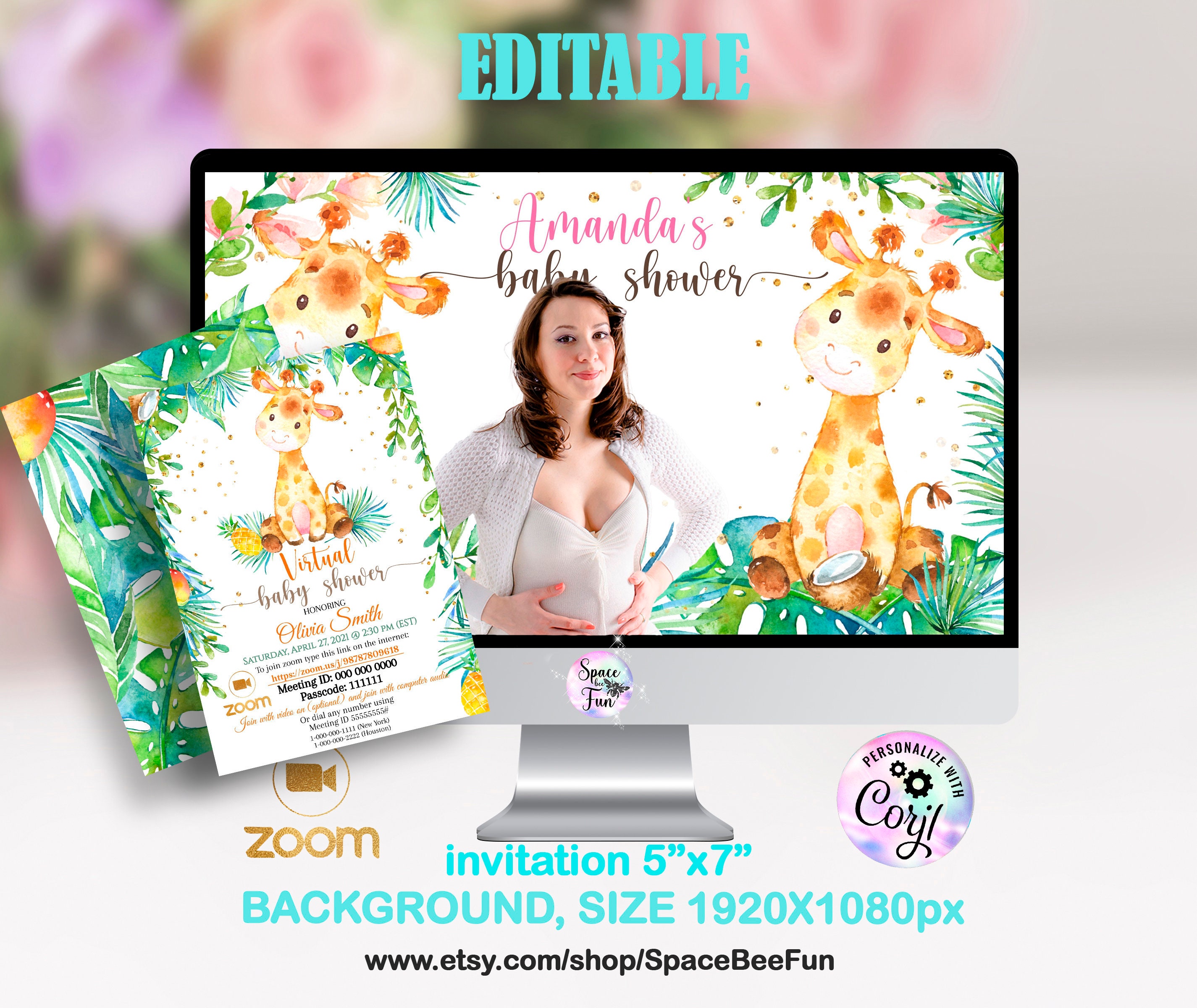 ZOOM Baby shower Fondo Invitación virtual de baby shower Etsy España