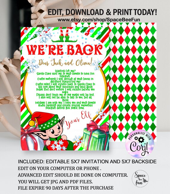 Editable Elf Letter Printable Letter From Elf Your Elf Printable 
