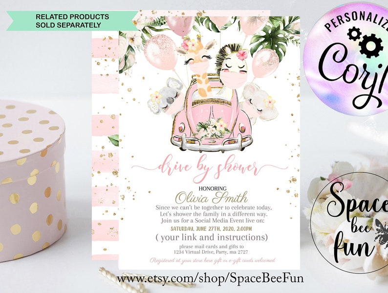 Zoom Background Baby Shower Virtual Baby Shower Invites Etsy