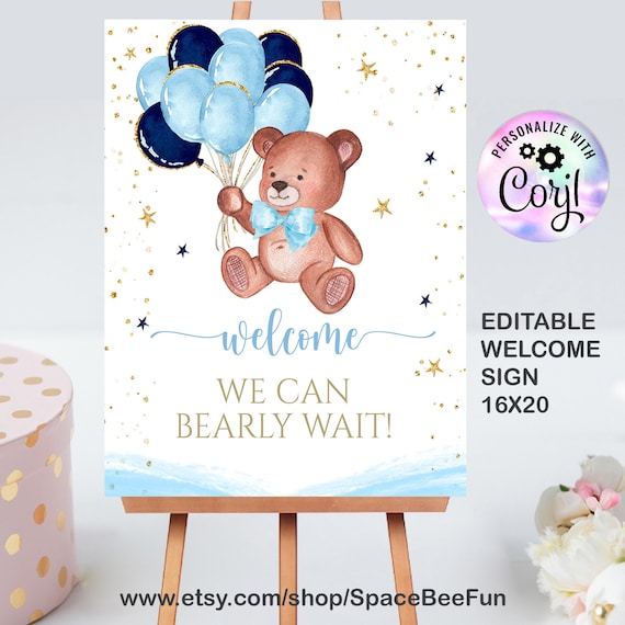 Baby shower Welcome Sign We can bearly Wait Teddy Bear Baby -  Portugal