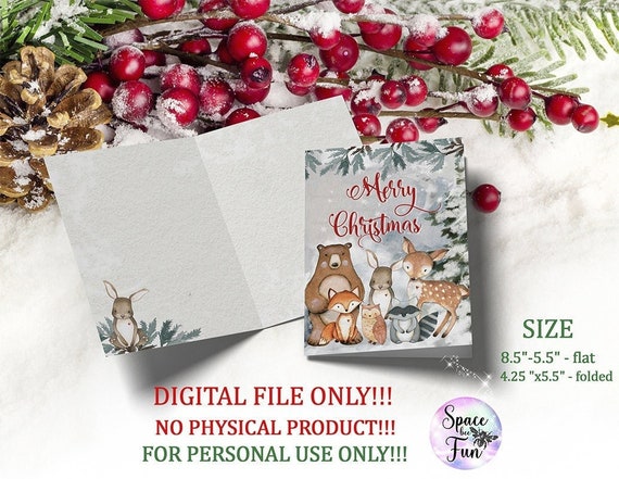 Forest animals Christmas Cards Note cards Winter Woodland Animals Holiday watercolor animals Greeting cards Bear Deer Fox Christmas C1 Il_570xn