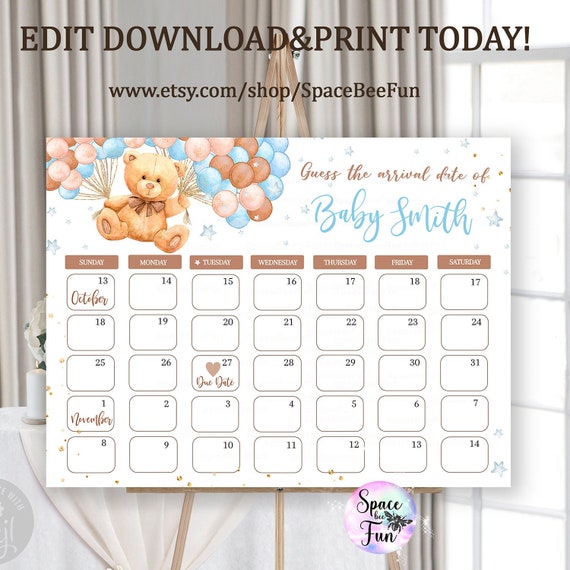editable-teddy-bear-baby-shower-due-date-calendar-game-boy-guess-baby-s