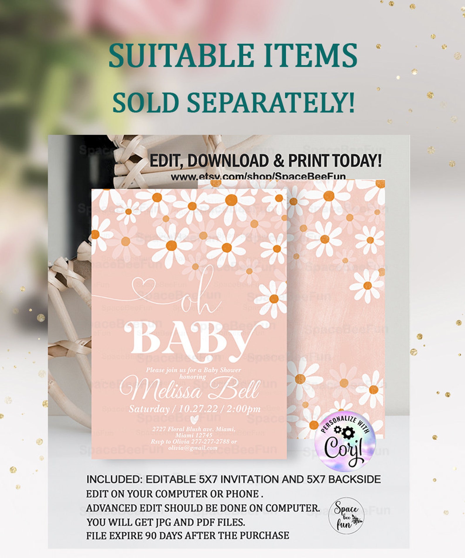 Editable Daisy Baby Shower Favor Tag Thank You Tags Favors Etsy