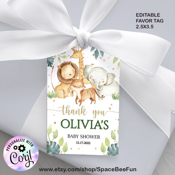 Zoom Baby shower Favor tags Safari Virtual baby shower Decorations Zoom Baby Shower powerpoinnt, Safari Social Distance Theme Animals Safar Il_570xn