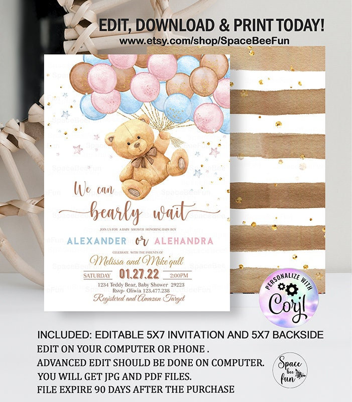 Olivia Samuel 20 Biglietti Pronostico Baby Shower - Tema Orsacchiotto Unisex, Cartoncino 300g, Formato A6, Prodotto UK