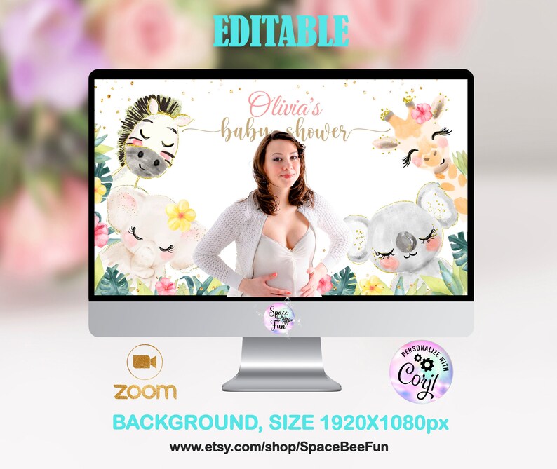 Zoom Background Baby Shower Virtual Baby Shower Invites Etsy