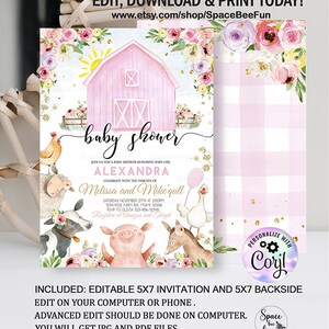 Farm Baby Shower Invitation, Editable Farm Baby Shower Invites, Barn ...