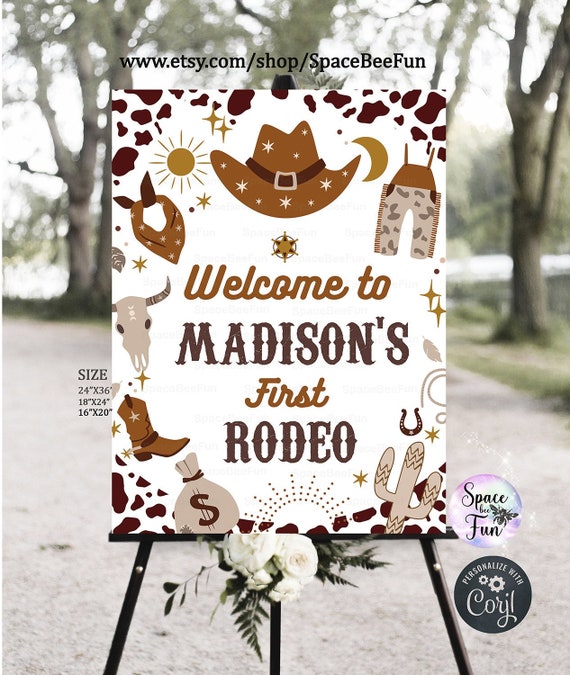 Cowboy My First Rodeo Welcome sign Birthday sign Editable Wild West Ranch Centerpieces Template Download digital RD1 Il_570xn