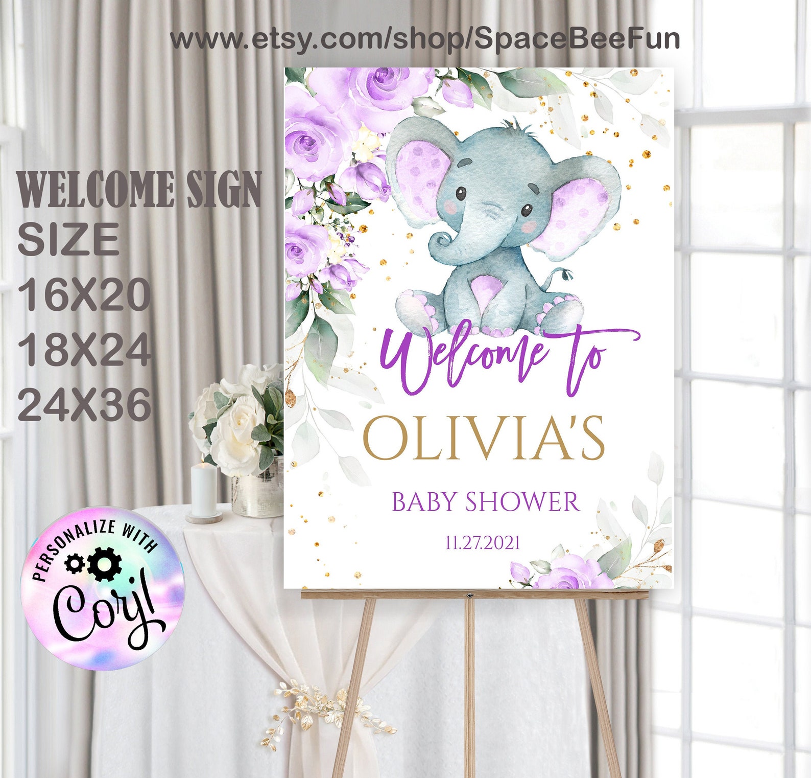 Zoom Virtual baby shower invite Zoom Background Etsy