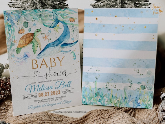 Under the Sea Baby Shower Invitation Boy Ocean Baby Shower Pool Baby Shower  Ocean Theme Sea Animals Editable Digital X1 -  Canada