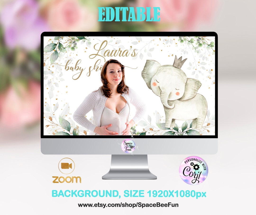 Zoom Background Baby Shower Safari Virtual Baby Shower Decorations Zoom