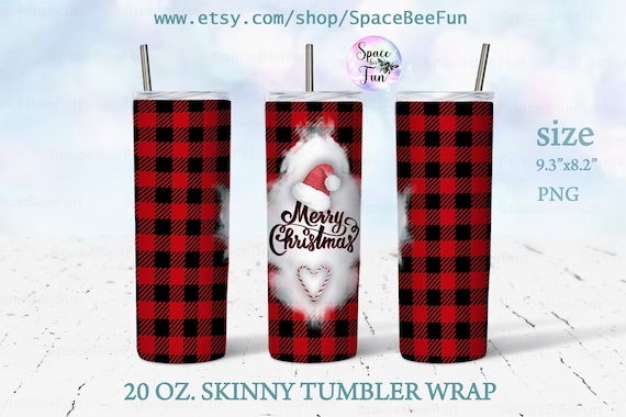 TUMBLER Sublimation design Christmas 2021 Skinny Tumbler 20oz Buffalo Red Plaid Seamless Sublimation Designs Instant Downloads PNG T21 Il_570xn