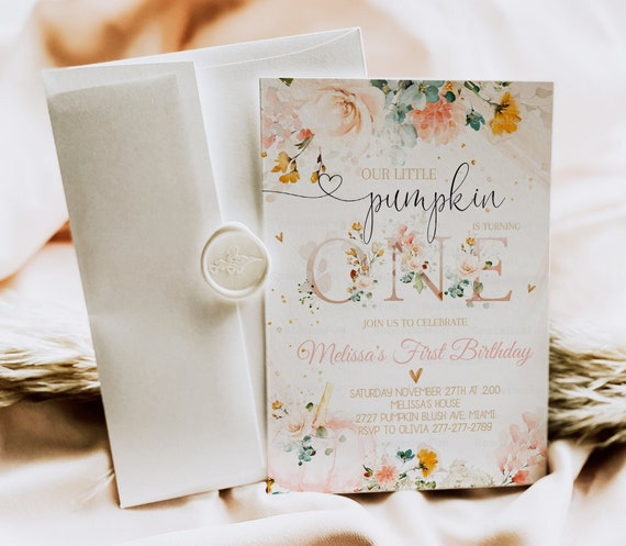 Editable Pumpkin First Birthday Invitation Little pumpkin Fall Autumn 1st Birthday Invites Halloween Printable template Instant download 08 Il_570xn