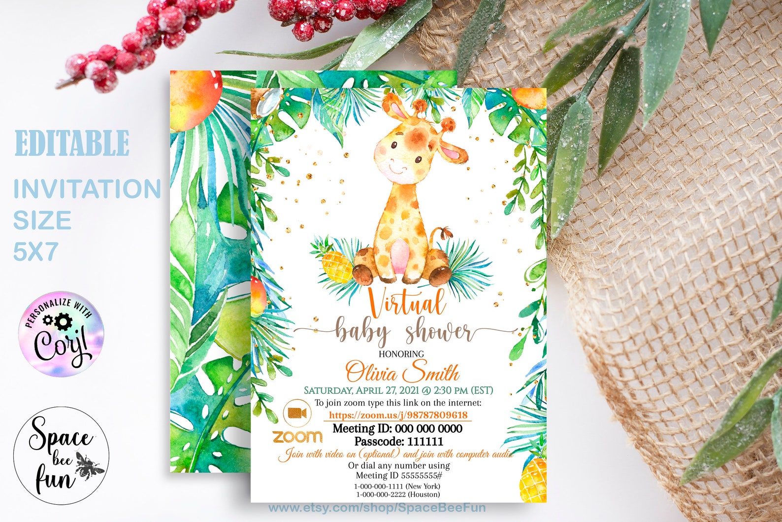 ZOOM Baby shower invitation Virtual baby shower invite Zoom Etsy