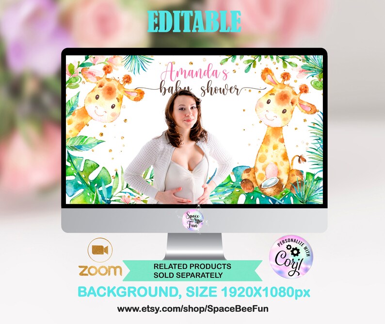 ZOOM Baby Shower Background Virtual Baby Shower Invite Zoom Etsy