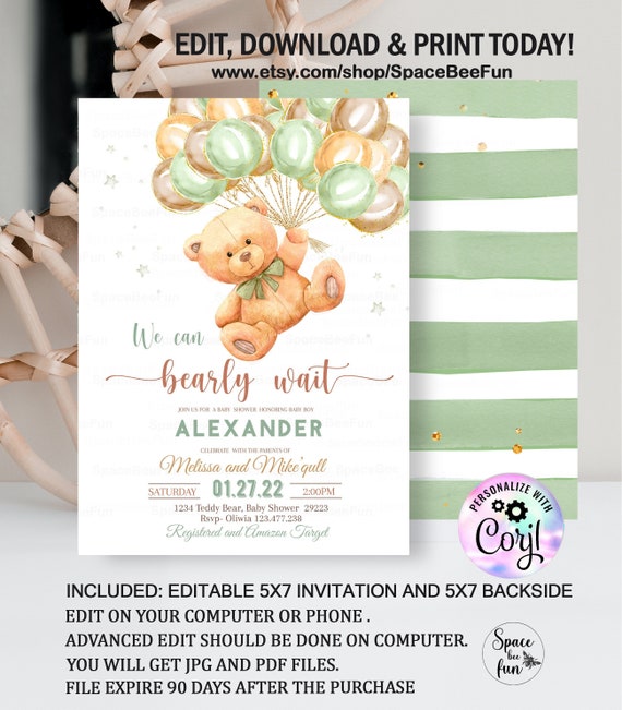 EDITABLE It's A Boy Baby Shower Invitation - Baby Invitations