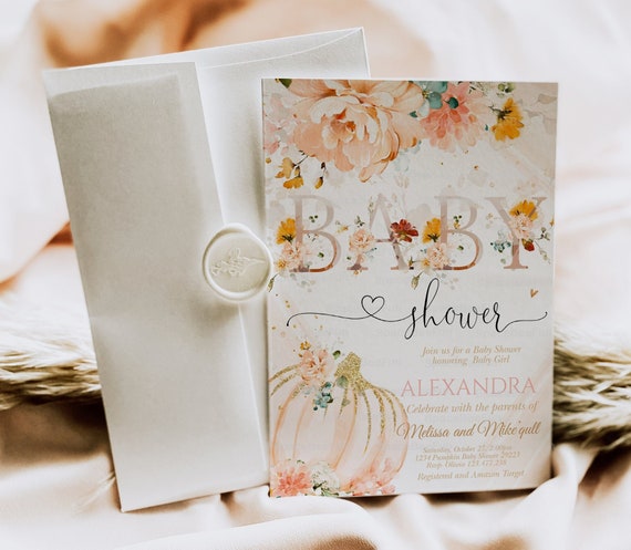 EDITABLE Pumpkin baby shower A Little Pumpkin Is On The Way Baby Shower ...