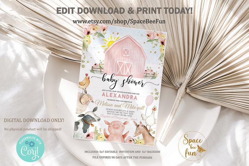 Farm Baby Shower Invitation Editable Farm Baby Shower - Etsy