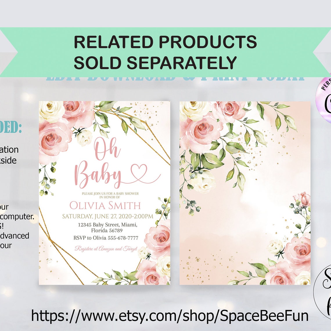 Zoom Baby Shower Background Background Flower Sprinkle Etsy